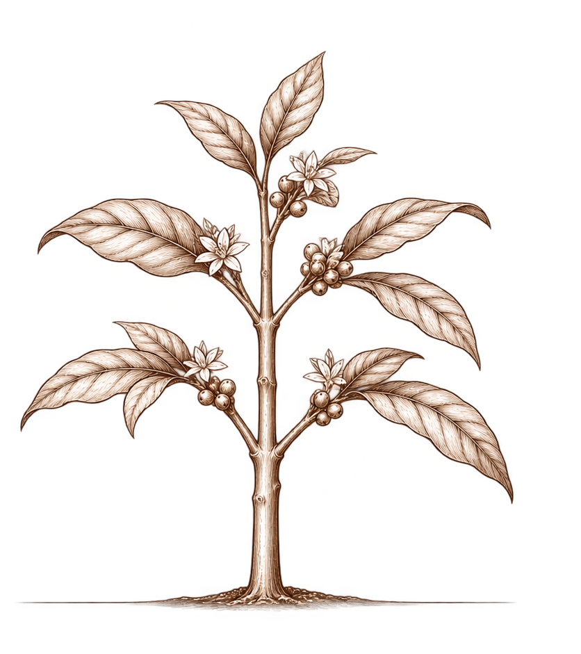 剪定後のコーヒーノキを描いた線画